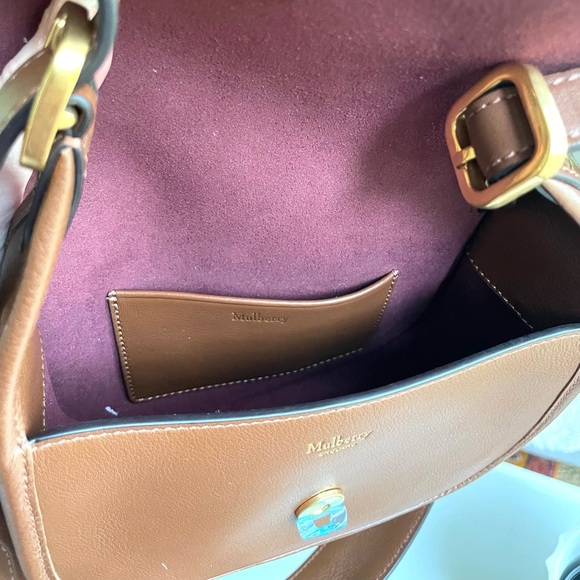 Mulberry mini Sadie Satchel in Silky Calf color Tan. - Picture 6 of 14